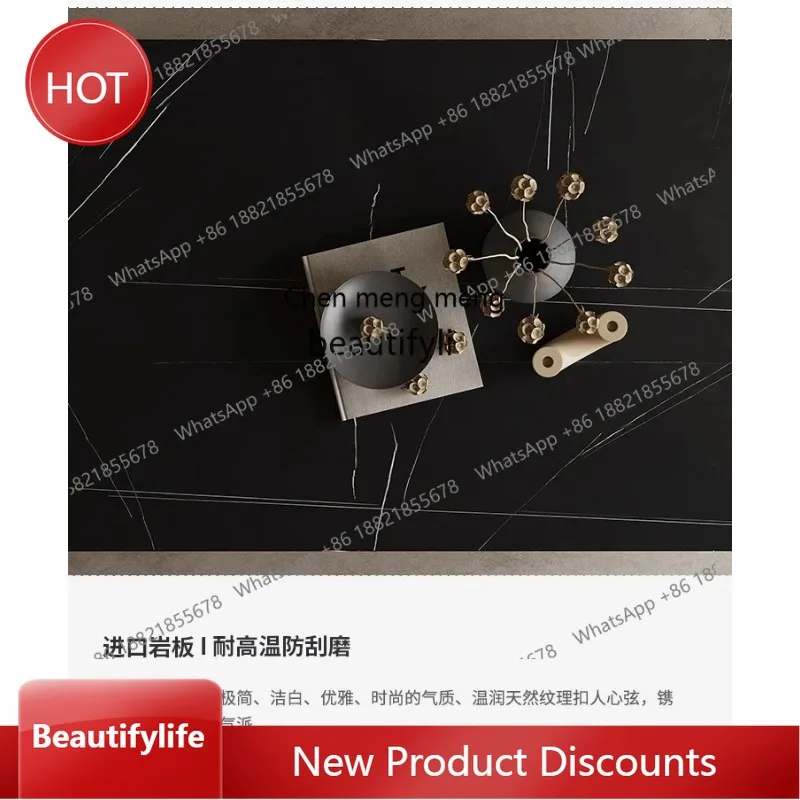 03 French retro rock slab coffee table small apartment household light luxury modern designer high-end atmospheric coffee tabl