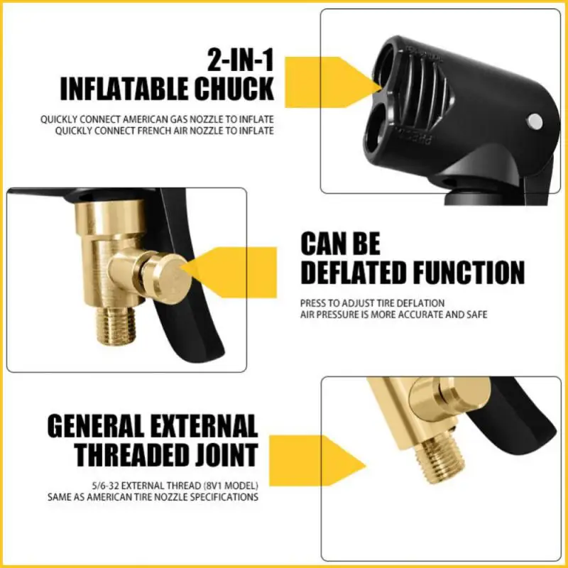 Válvula de pneu de carro, bico de bomba de latão portátil, bombas infláveis, inflador de mandril de ar, adaptador de encaixe, conector de rosca, válvulas de pneu automático