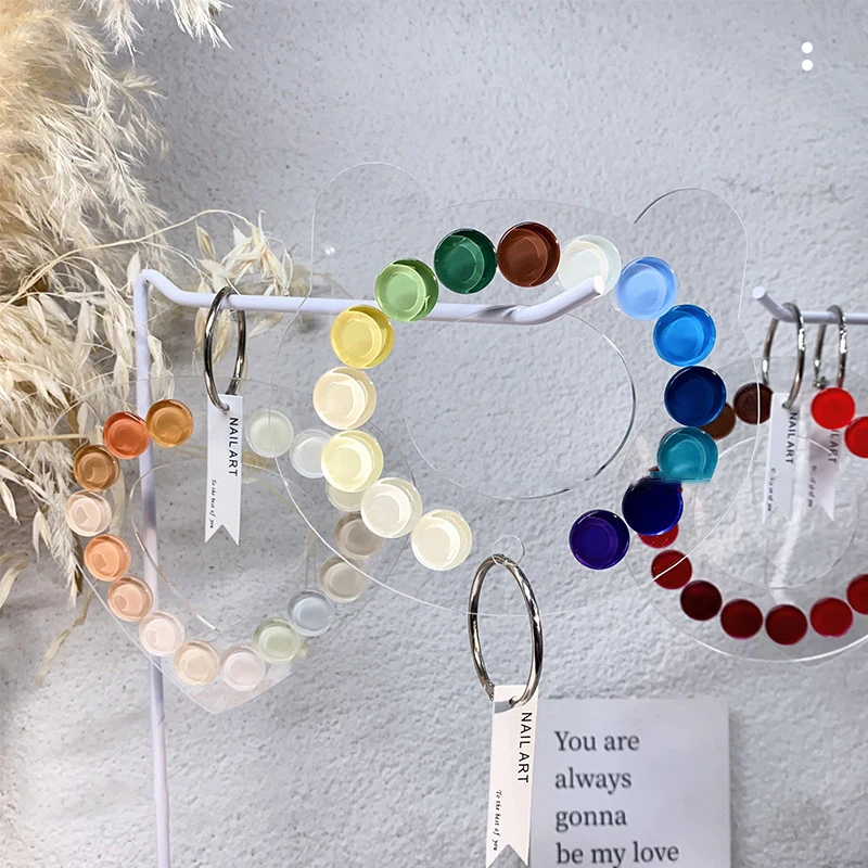 مسمار الأشعة فوق البنفسجية هلام اللون عرض حلقة معدنية أظافر صناعية نصائح ممارسة جولة الاكريليك مسمار الطباعة لوحة واضحة بطاقة عرض مانيكير