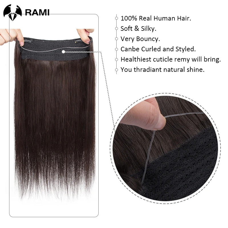 Extensions de cheveux humains raides Invisible Fish Line pour femmes, postiches à fil, cheveux Remy, extension de cheveux humains naturels, cheveux à clipser