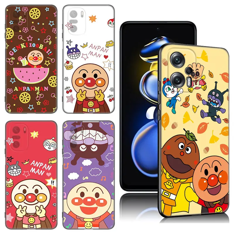 Fashion Anpanman Phone Case For Xiaomi POCO X3 X4 NFC F5 M2 M3 M4 M6 X5 Pro F3 F4 GT 5G C31 C55 M5S Black Silicone Cover