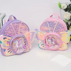 New Fashion Trend Children's Bags Cartoon Unicorn Sequins Laser Transparent Butterfly Wings Backpack