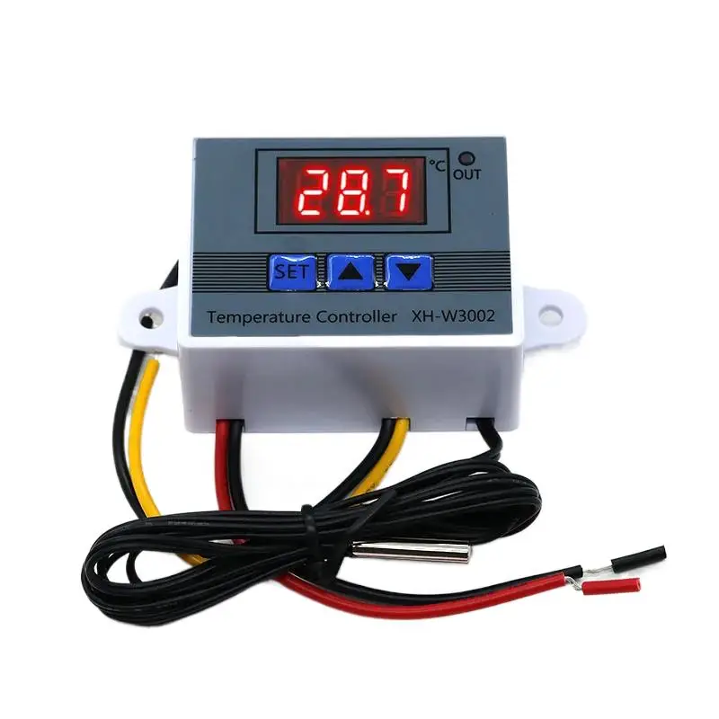 XH-W3002 220V /12V Digital LED Pengendali Suhu 10A Probe Sakelar Kontrol Termostat dengan Sensor Tahan Air W3002