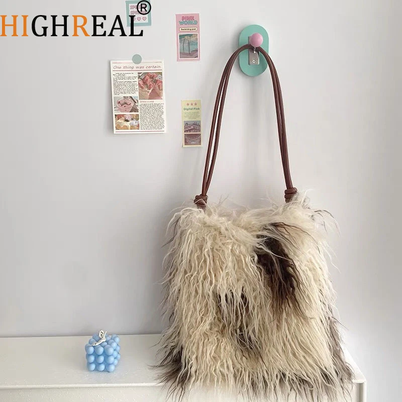 

Fashion Long Plush Shoulder Bag Fluffy Faux Fur Bags for Women Warm Soft Handbags and Purses Shopper Tote New Women's Bag Pouch