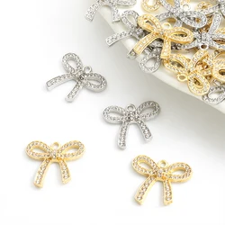 10pcs Kpop Rhinestones Bowknot Styling Charms Girl Sweet Jewelry Accessories Necklace Earrings Alloy Pendants DIY Gift For Women