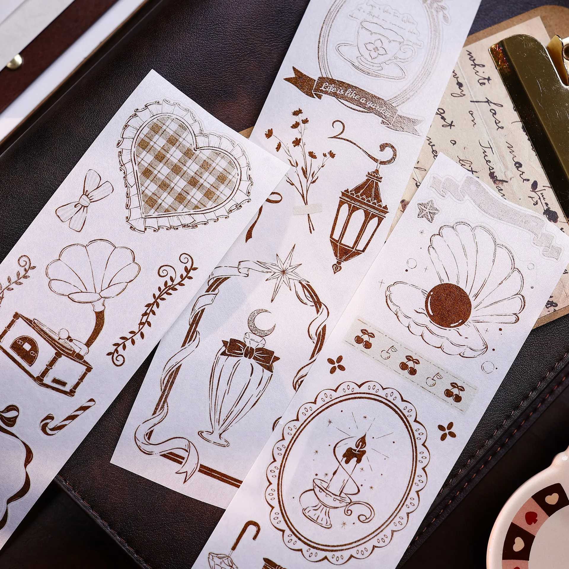 retro-salt-series-caramel-washi-tape-small-objects-and-decorative-frames-washi-paper-and-pet-die-cut-diy-journaling