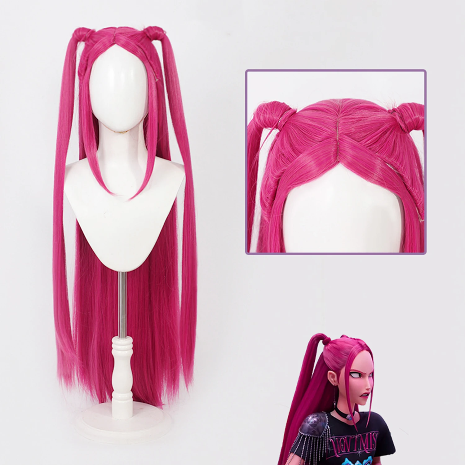 K-pop فتاة مجموعة ميرا زوي رومي شعر مستعار تأثيري فيلم لعب الأدوار شعر مستعار الوردي الأرجواني طويل شعر مستعار اصطناعي شعر مستعار أسود قصير للنساء فتاة #4