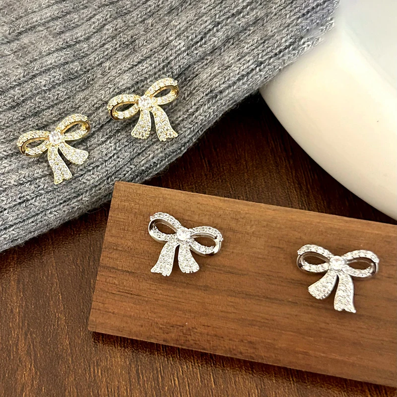 

PONYKISS 925 Sterling Silver Mini Full Bowknot Stud Earrings for Women Minimalist Cute Fine Jewelry Light Luxury Accessories