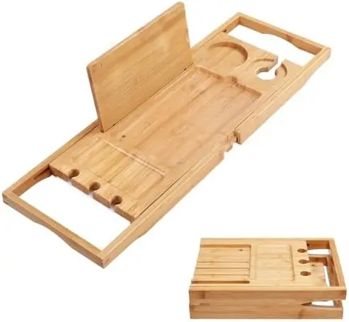 

Подставка-органайзер для ванной из бамбука – регулируемый держатель для бокалов и полотенец (24,5-37,4 дюйма)