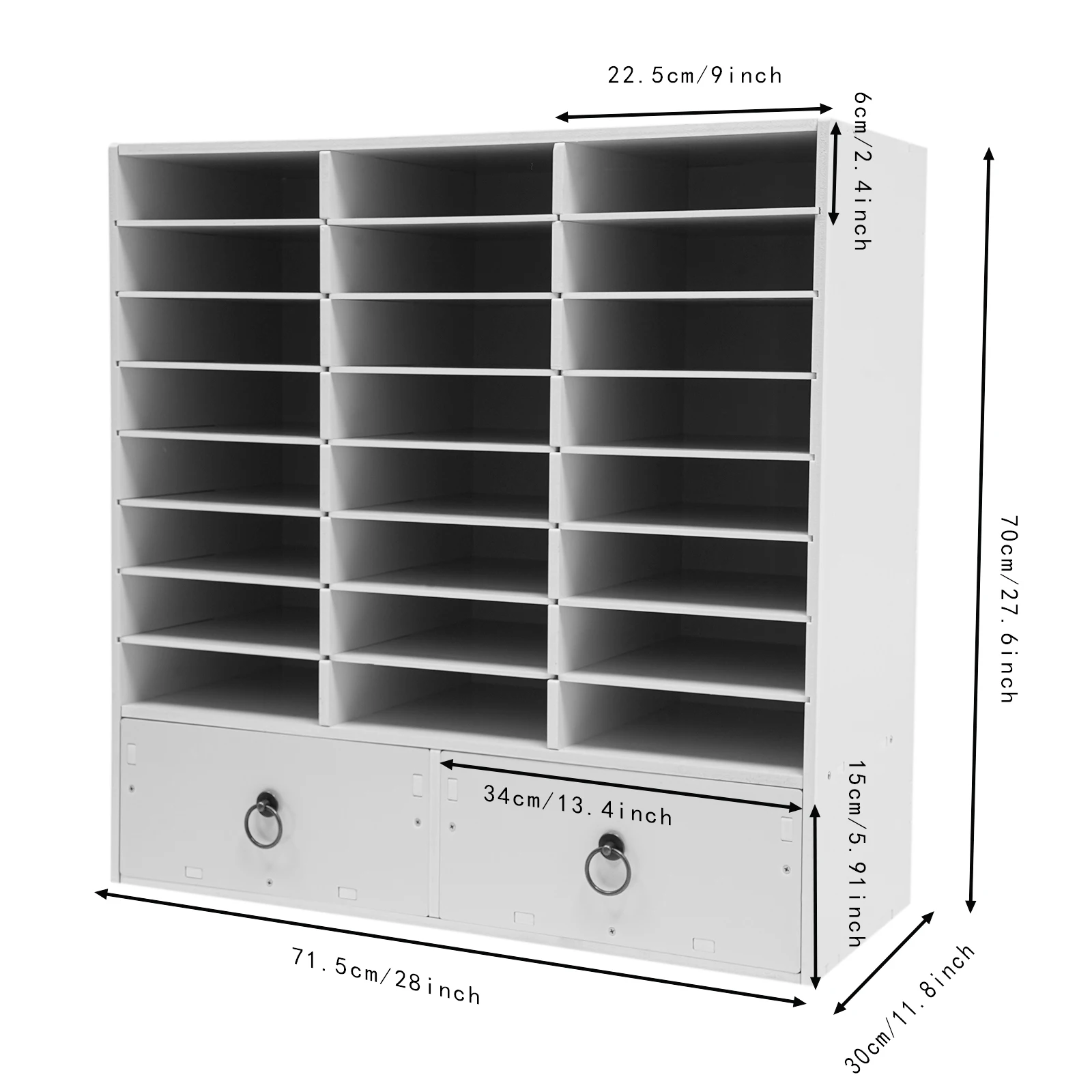 منظم الورق والبريد، وخزانة تخزين، وخزانة تخزين مع 24 حجرة ودرجين