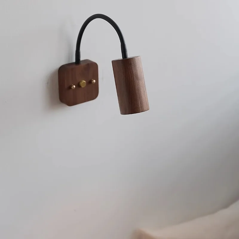 Walnut Wood 360° turning spotlight, Wabi-sabi Modern style, Wall light Sconces for Bedroom, Living, Aisle balcony, Bedside