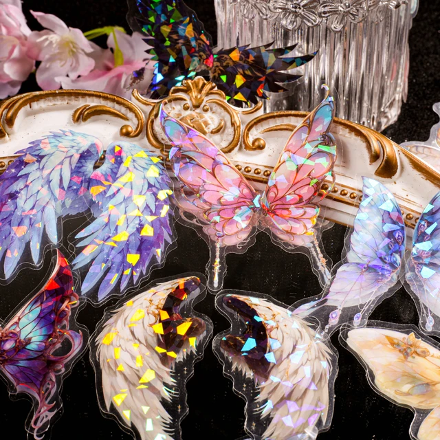 20 sztuk Angel Wings PET zestaw naklejek śmieci dekoracja dziennika DIY Scrapbooking Album Planner akcesoria szkolne naklejki papiernicze