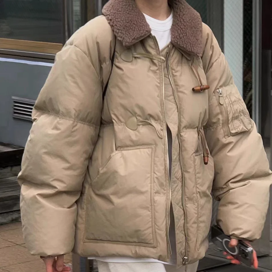 Calor leve ort sle inverno puffer jaet auto serviço 2025 cor gola de sangue design de botão commute faion