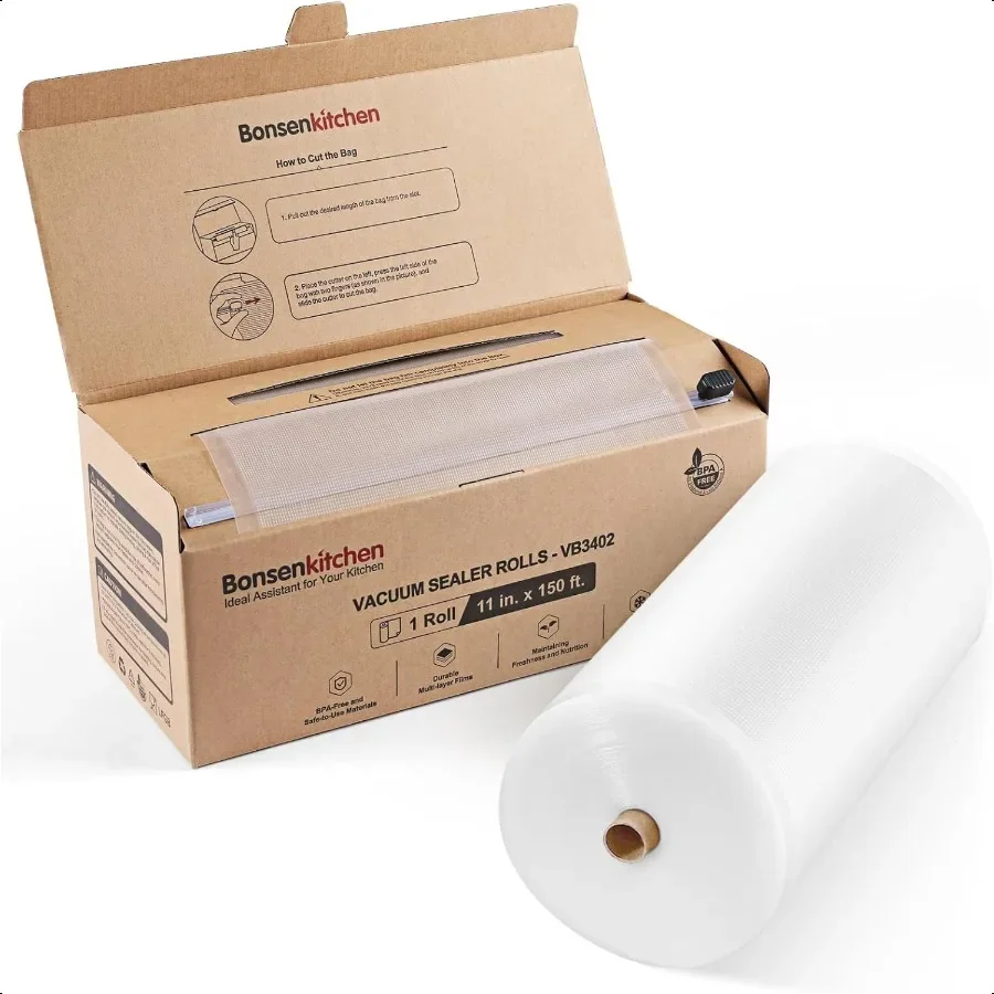 

[2025 New] 11 x 150 Vacuum Sealer Bags Rolls with Cutter for Food Storage Commercial Grade BPA Free Great for Meal Prep and Sou