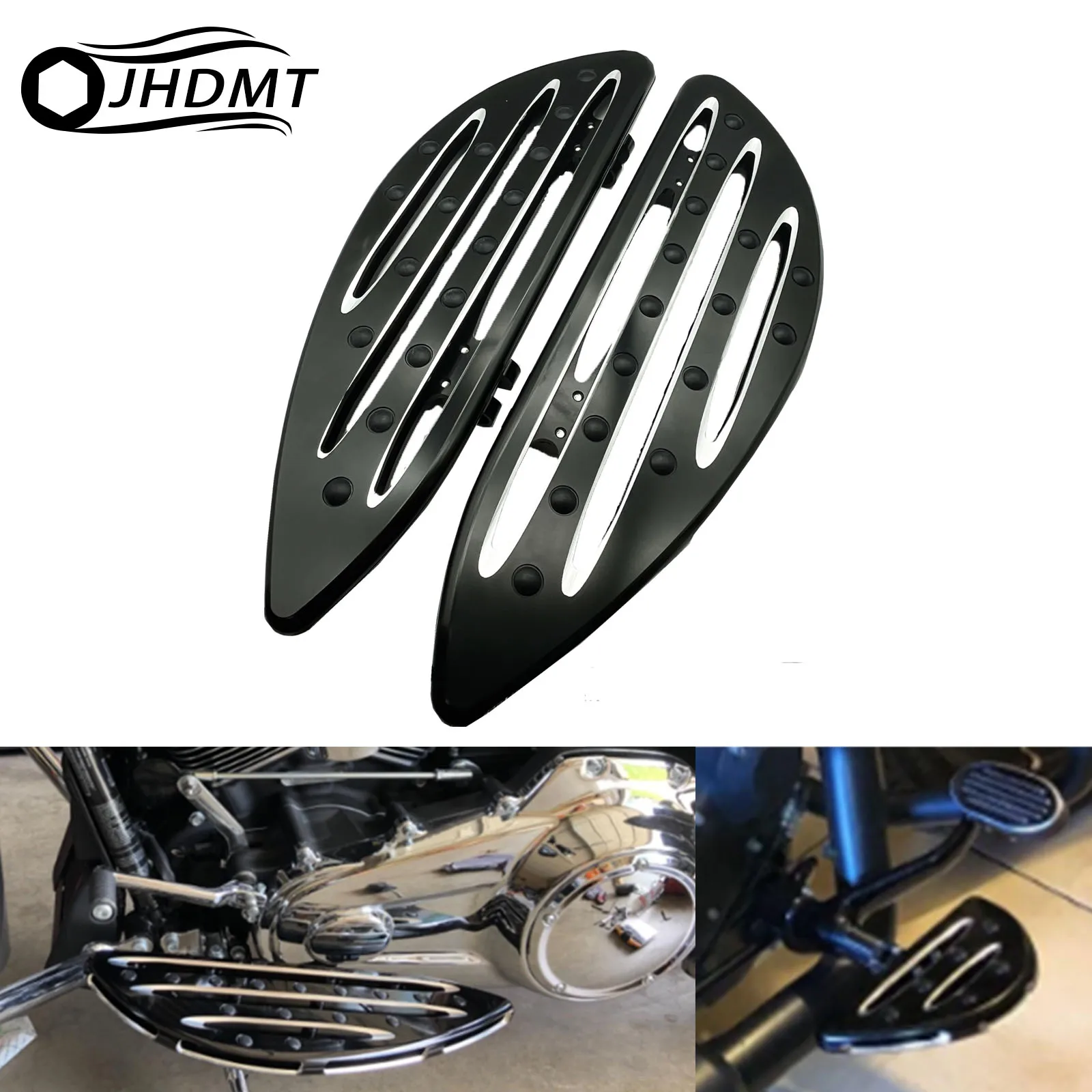 

Motorcycle Driver Stretched Front Floorboards Black Footpegs Footrest For Harley Touring Electra Street Glide Road King Softail