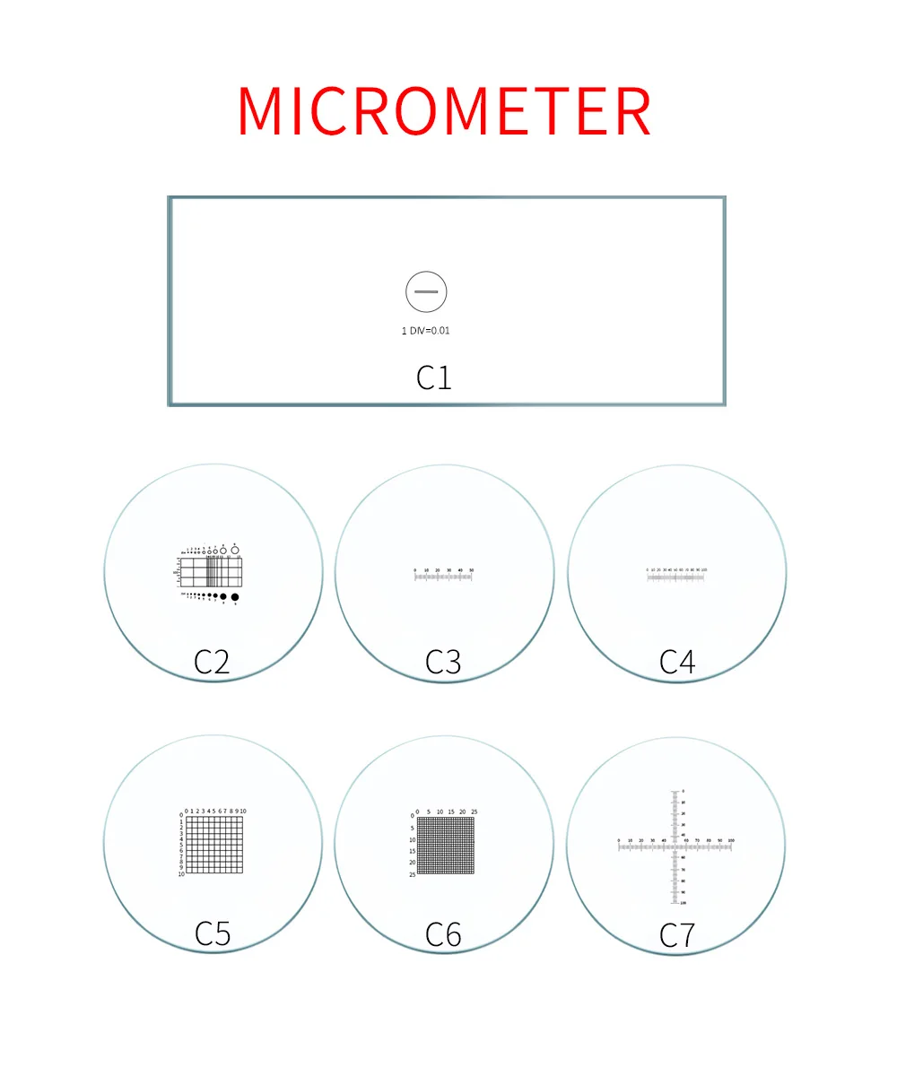 0.1-0.01mm Optical Glass Microscope Calibration Slides Reticle Ruler Microscope Stage Micrometer for Eyepieces Measurement