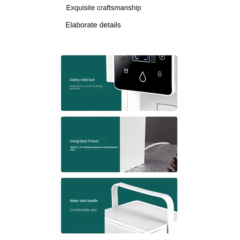 デスクトップ温度制御ウォーターディスペンサー、3l、飲み物の準備ができ、ポータブル、家庭、小型、4段階、usプラグ