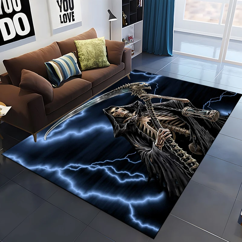 Grim Reaper Death Skull Gothic Area Rug,Carpet Rug for Home Living Room Bedroom Sofa Doormat Decor,kids Non-slip Floor Mat Gift