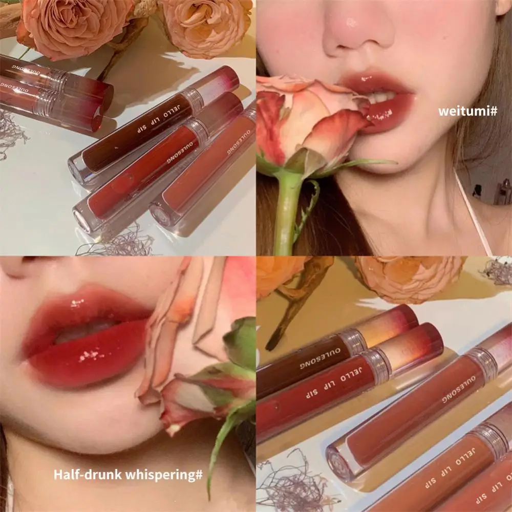 Lip Glaze Mirror Water Lip Gloss 6 Colors Moisture Lipstick Lips Makeup Watery Lipgloss Milk Tea Red Lip Tint Cosmetics