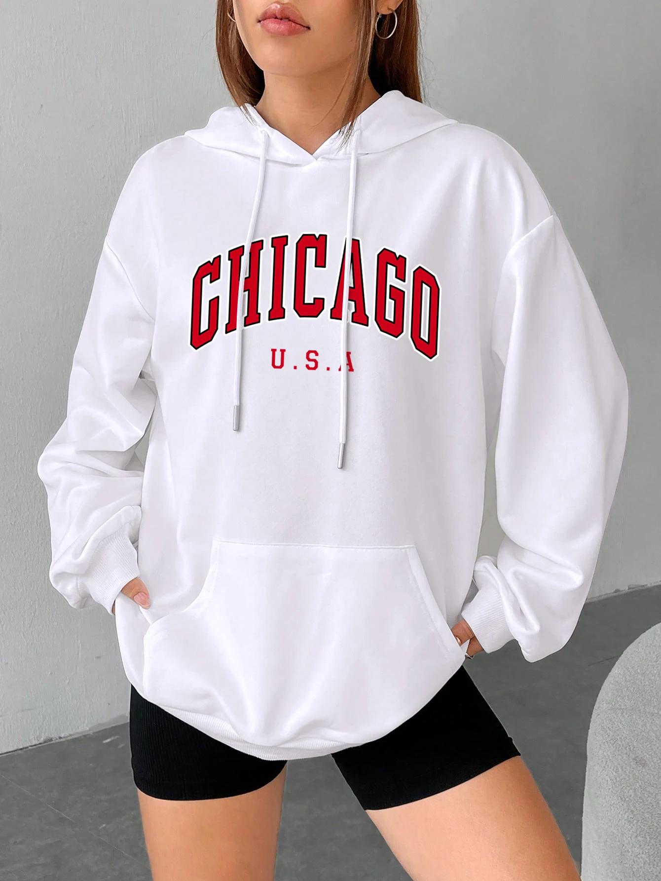 

Hip Hop Street Casual Print Hoodie Women Warm Fleece Hoody Fashion Sweatshirts Autumn Loose Woman Sportswears