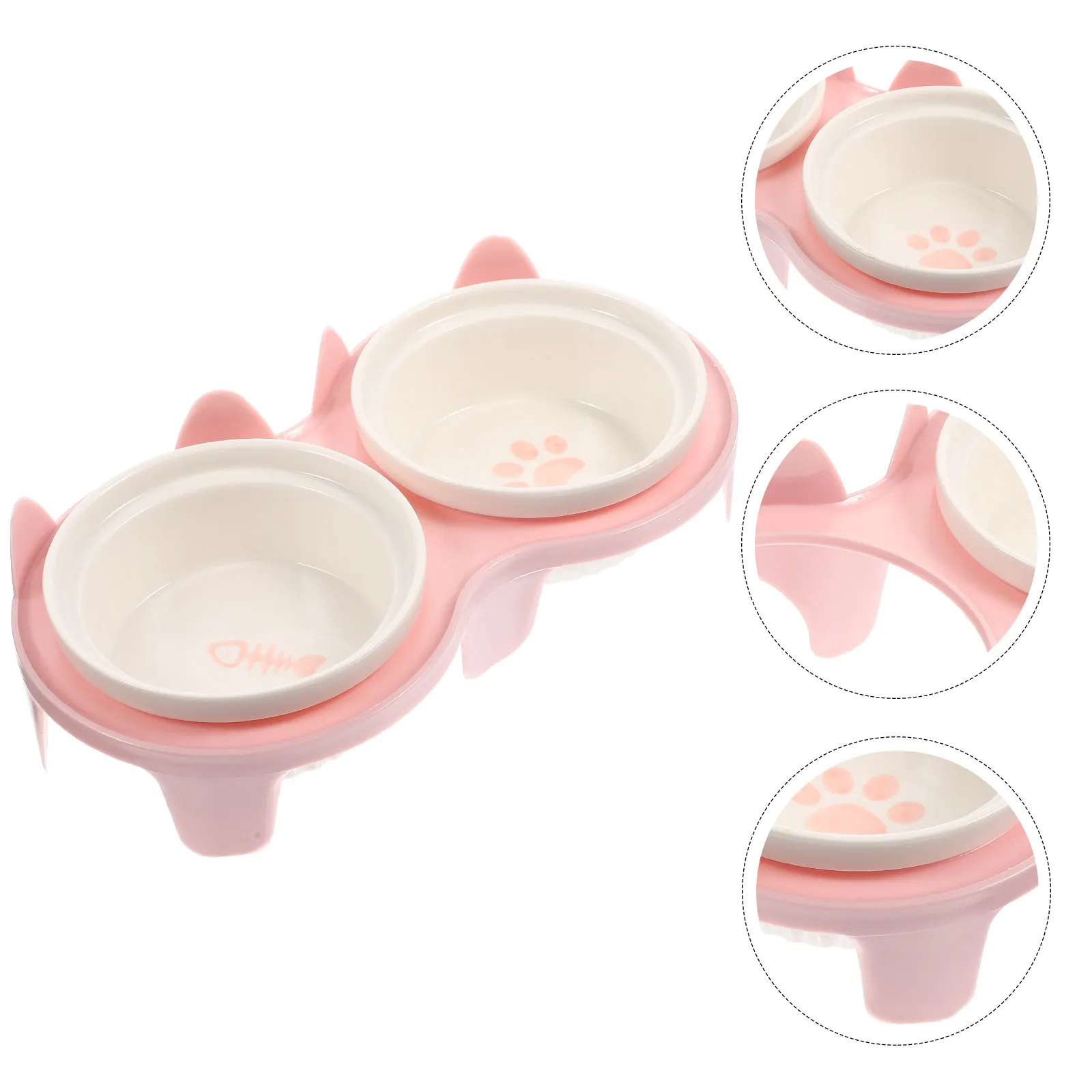 

1Set Ceramic Cat Bowl Raised Anti-Slip Pet Feeder Double Use Food Water Bowl Easy Clean Bite Resistant Pet Feeding