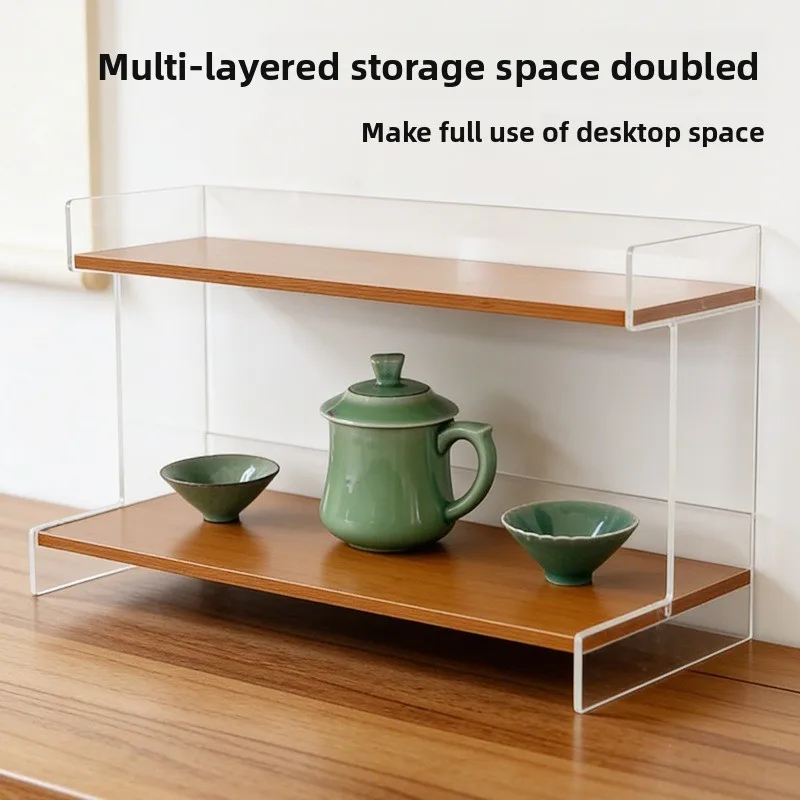 Acrylic multi-layer storage rack, tea set, water cup desktop finishing storage rack