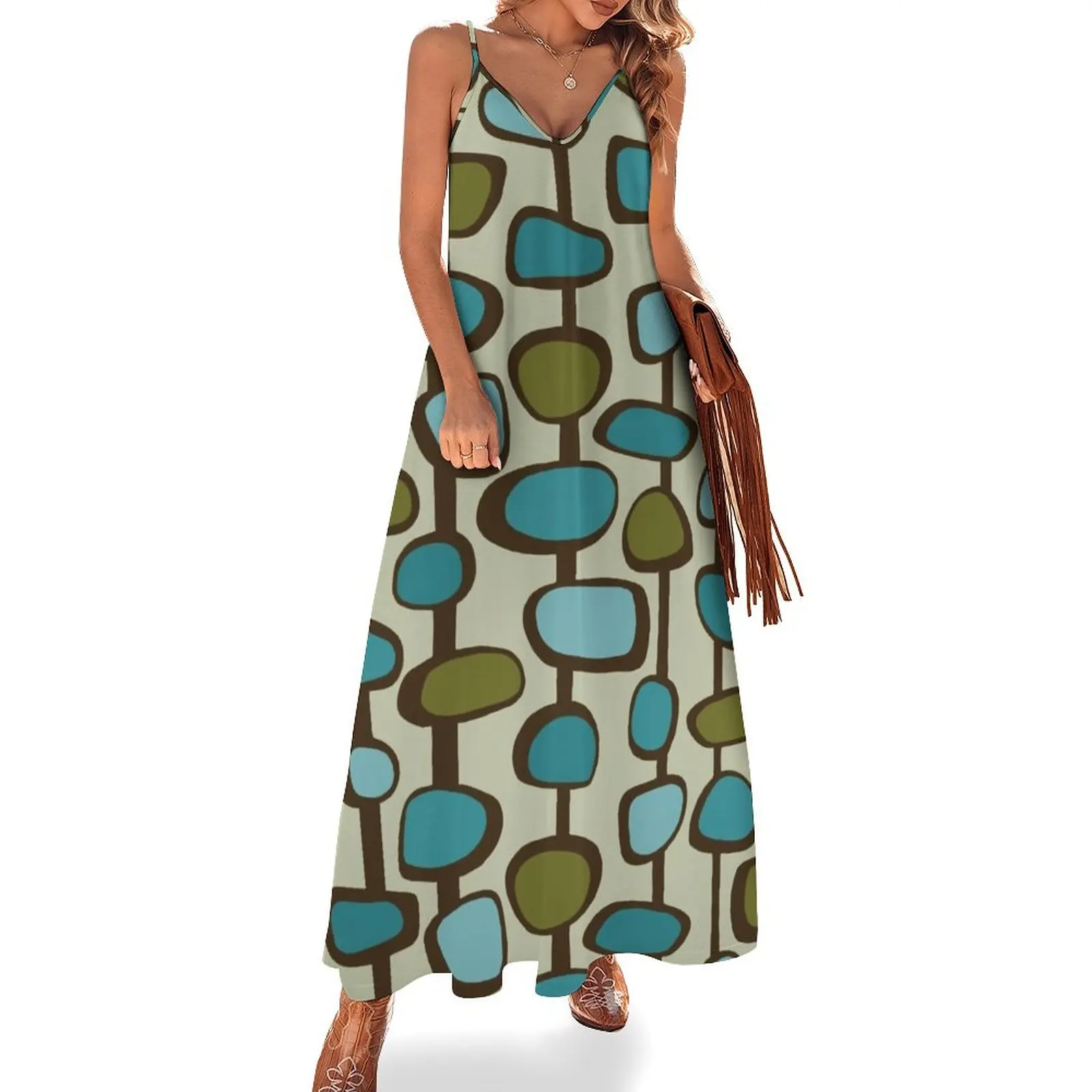 

Mid Century Modern All Over Print Sleeveless Long Dress summer dress for women 2025 Women's summer dress