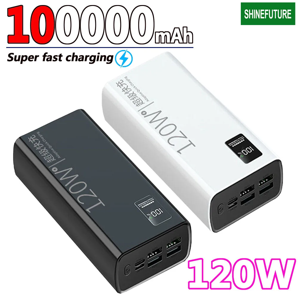 

120W Power Bank Fast Charging 100000mAh High Capacity Powerbank Portable Battery Charger For Xiaomi iPhone Samsung Spare Battery