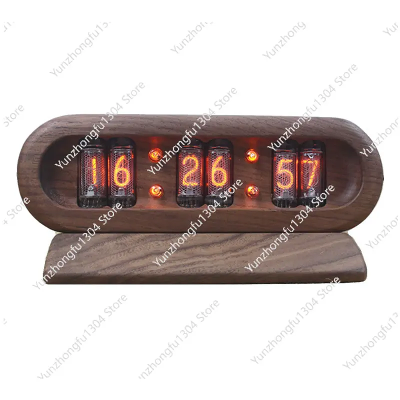 IN16 Table Glow Digital Electronic Tube Clock Walnut Solid Wood Ornament Decorative Clock
