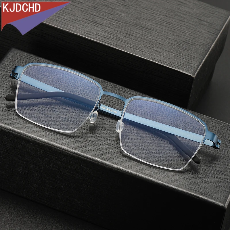 Pure Titanium Glasses Frame for Men Women Square Myopia Optical Prescription Eyeglass Frame 2023 New Antiskid Silicone Eyewear