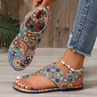 2025 femmes sandales plates confortables sandales plates imprimé bohême Style romain chaussures pour femmes chaussures De mode Sandalias De Mujer 5
