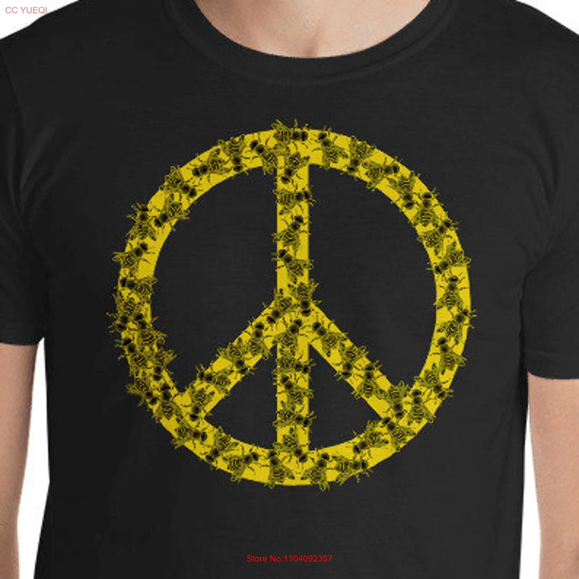 Bee PrinT T Shirt s Peace Sign Keeper Keeping Apiarist Honey Hippy Illustration Picture Image long or short sleeves