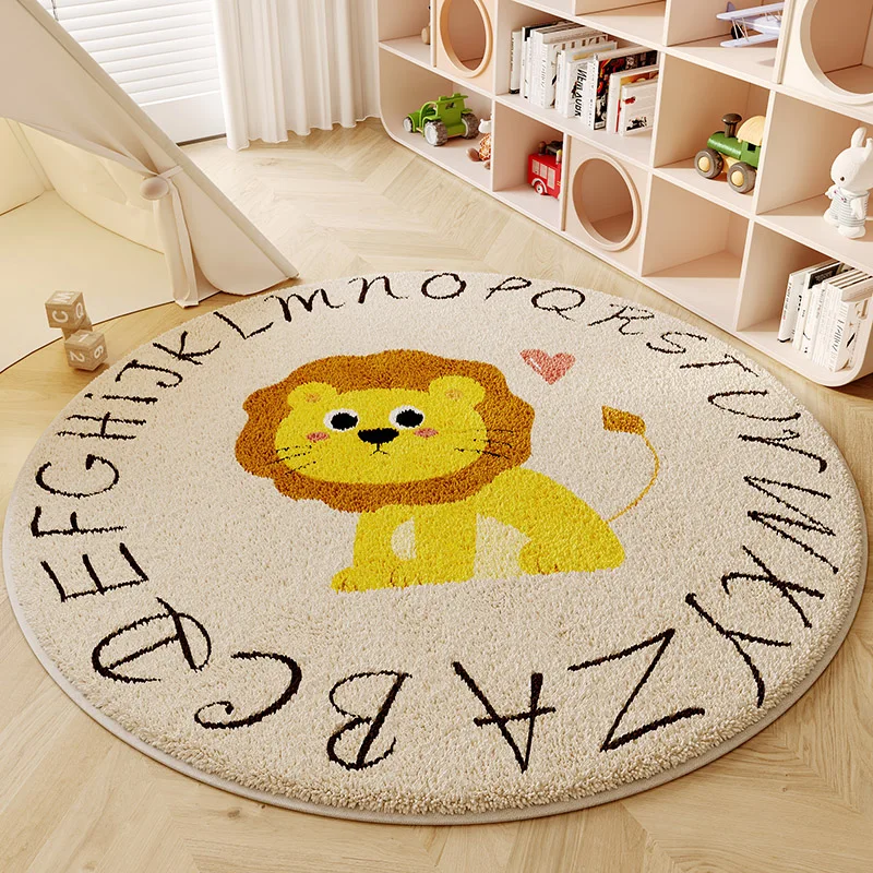 Cute Cartoon Children's Room Plush Carpet Home Living Room Round Decor Carpets Modern Cloakroom Study Swivel Chair Non-slip Rug