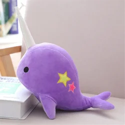 25CM 35CM Narwhal Whale Binary Star Doll Plush Toy Soft Animal Ocean Sea Stuffed Toys for Children Christmas Gift Kid