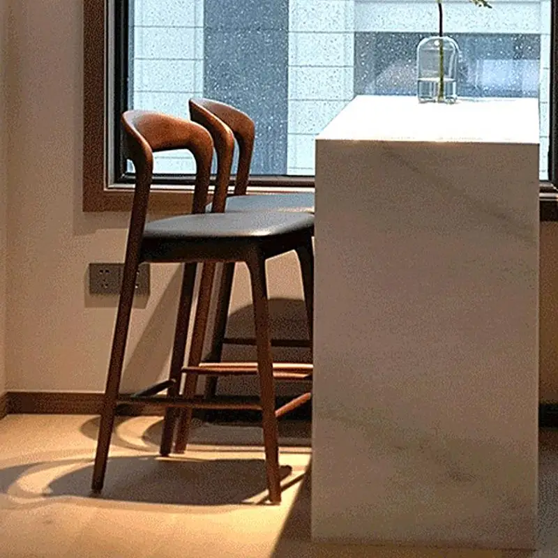 

Nordic Wood Bar Stools Design Minimalist Comfortable Ergonomic Bar Chairs Relaxing Aesthetic Banqueta Garden Furniture Sets