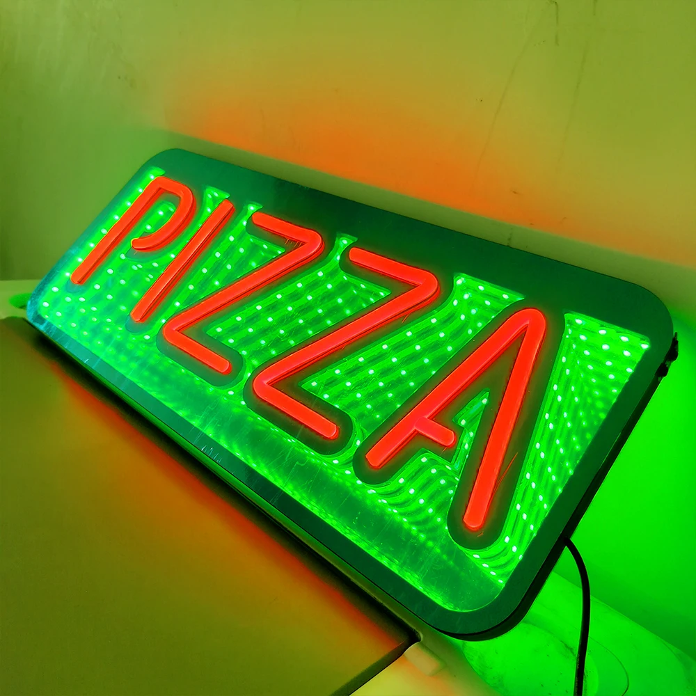 Imagem -06 - Túnel Abyss Mirror Light Neon Sign Comercial Bar Café Negócios Pizza3d