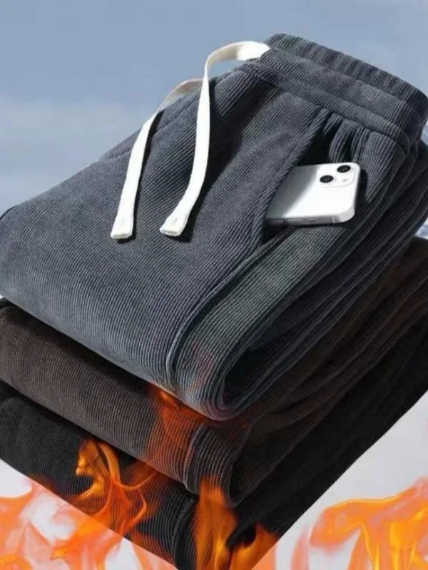 

Corduroy Men's Casual Sweatpants Autumn Winter Low Waist Slim Fit Nine Points Polyester Fiber Youth ular Sle Embroidered...