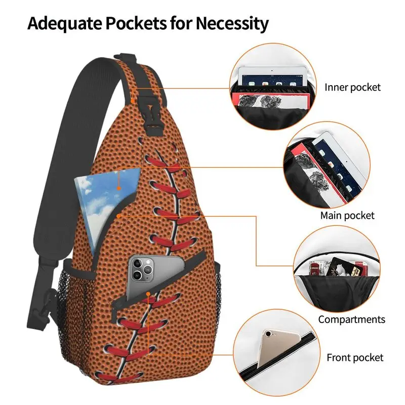 Softball Baseball Lace Crossbody Sling Backpack Men Custom Chest Shoulder Bag for Traveling Daypack