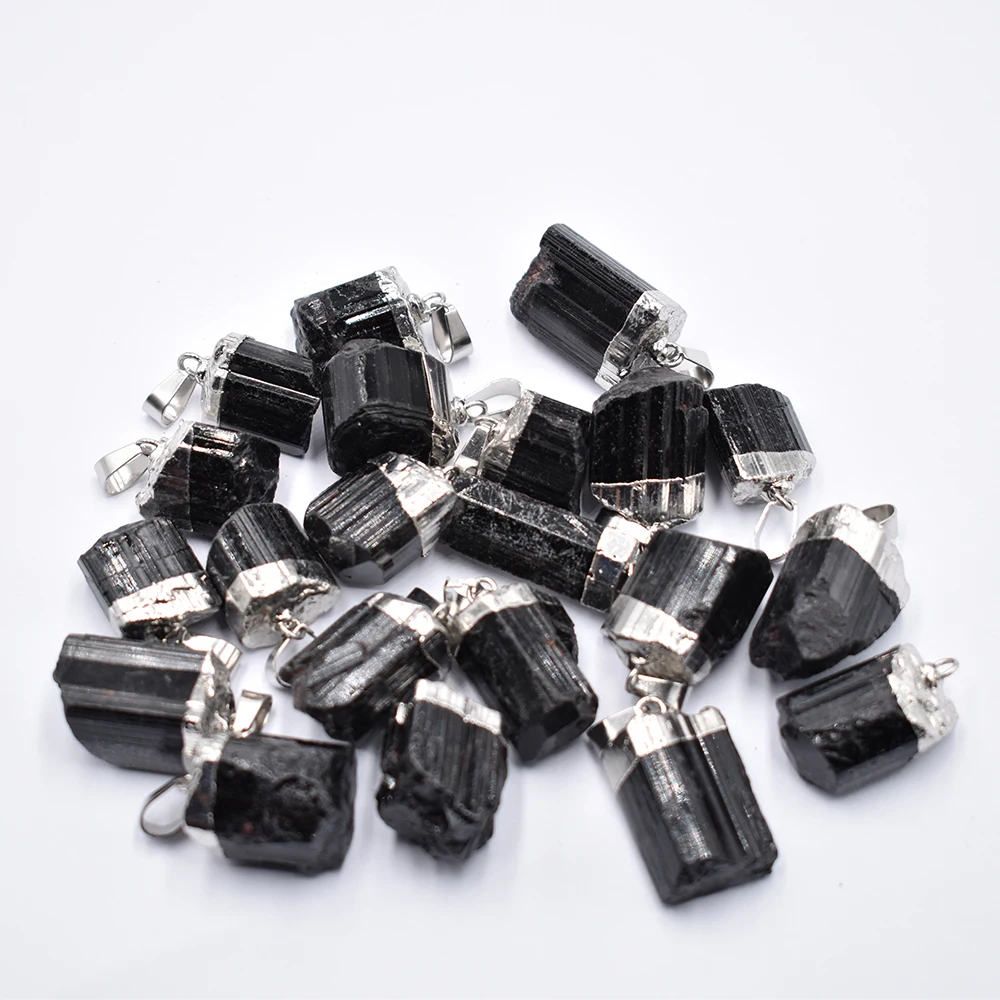 wholesale 12 20pcs/lot Fashion Natural black tourmaline stone Healing Reiki irregular Raw Energy Chakra pendants