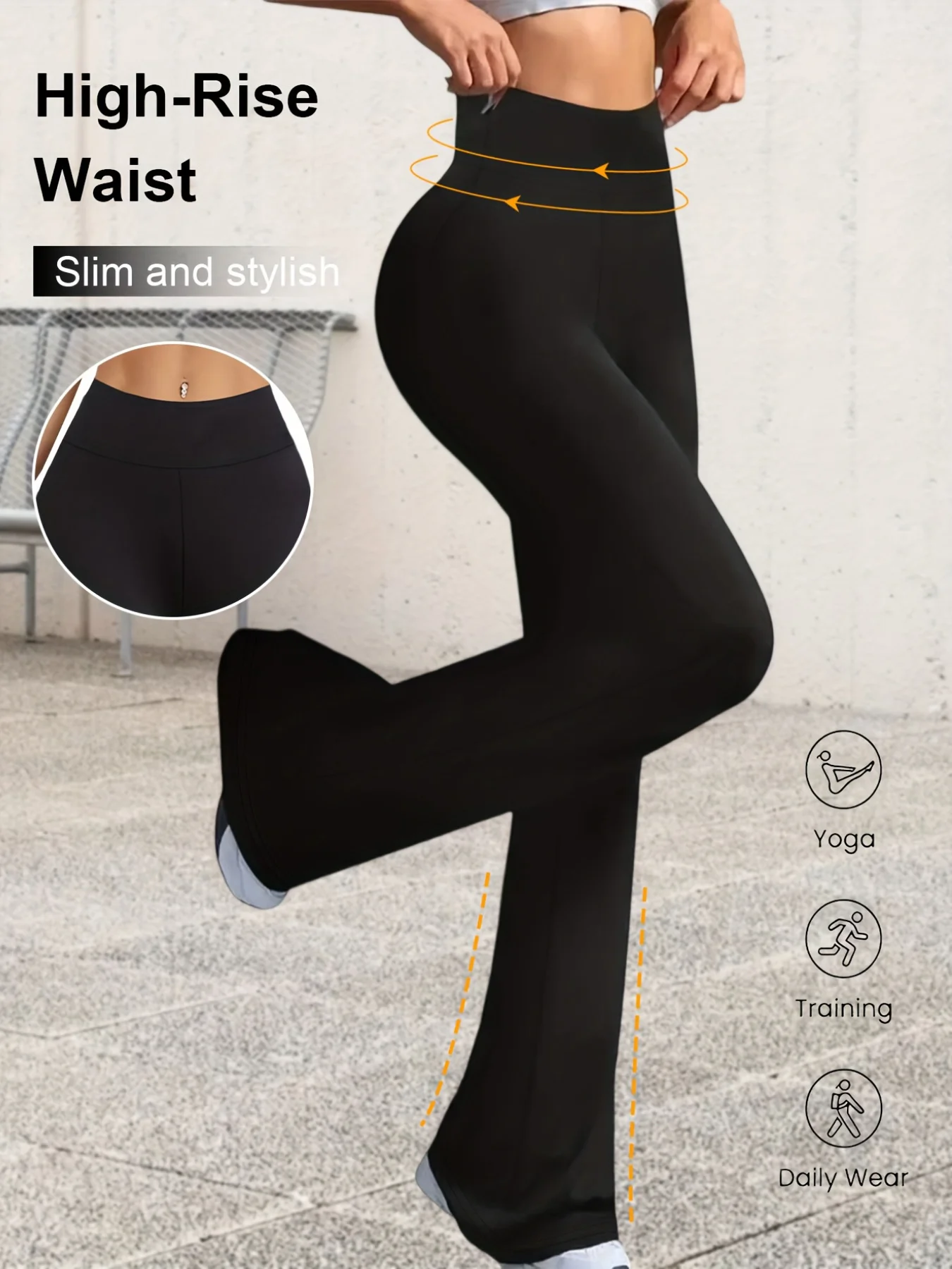 Pantalon de Yoga à la mode pour femmes, printemps fin, élastique taille haute, noir pur, adapté aux sports décontractés