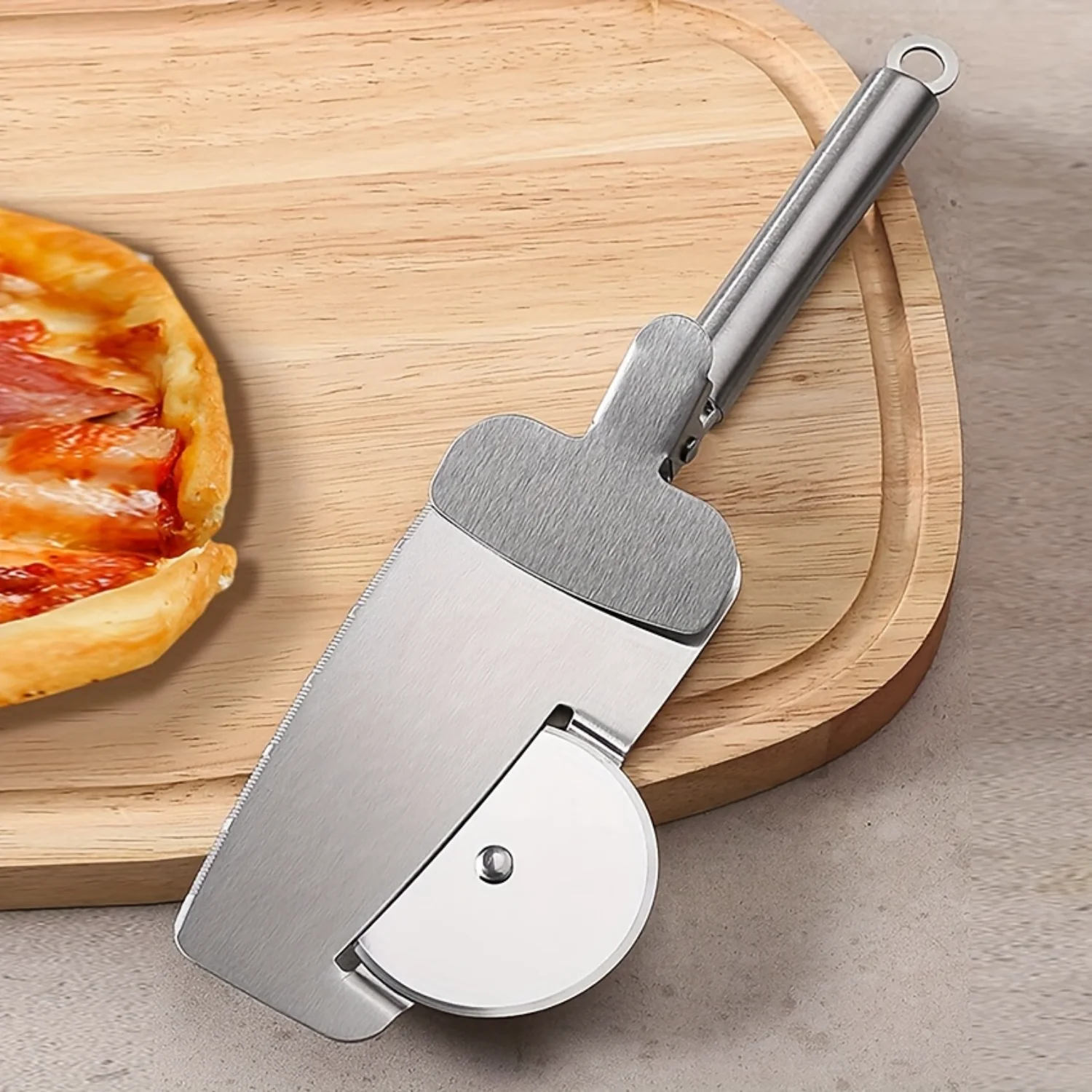 3-in-1 Stainless Steel Pizza Cutter Wheel and Spatula - Uncharged Kitchen Gadget for Slicing and Serving Pizza, Cake, and Pastry