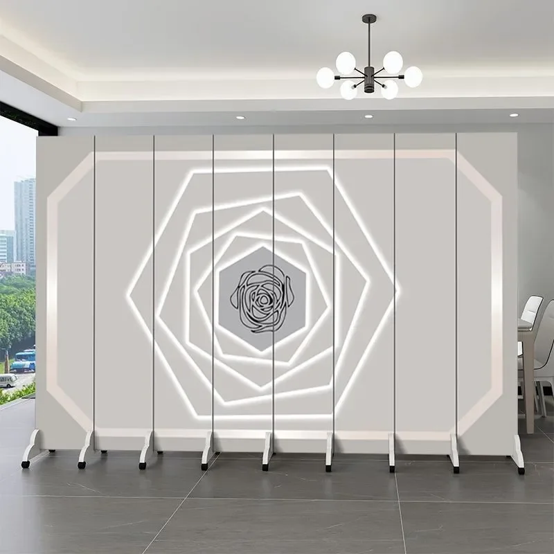 Custom Pattern Folding Screen Room Divider Modern Simple Living Room Partition Portable Mobile Background Wall for Live