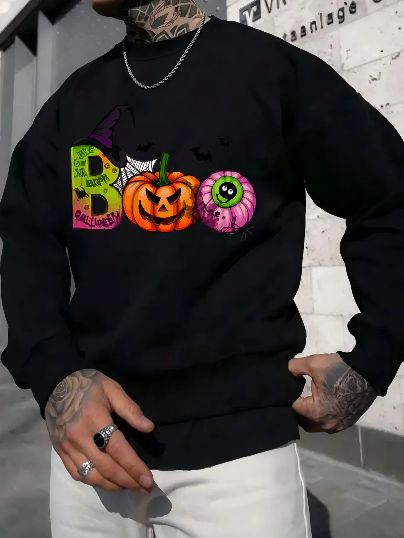 

Halloween Graphic Print Autumn and Winter Men's and Women's Sweatshirts Casual Loose Outdoor Street Sports Training Brand