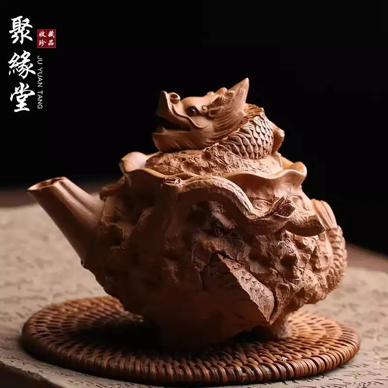 

Yixing Original Mineral Purple Clay Xianglong Spring Hand-Caught Pot Pure Hand-Made Famous Teapot Kung Fu Tea Set