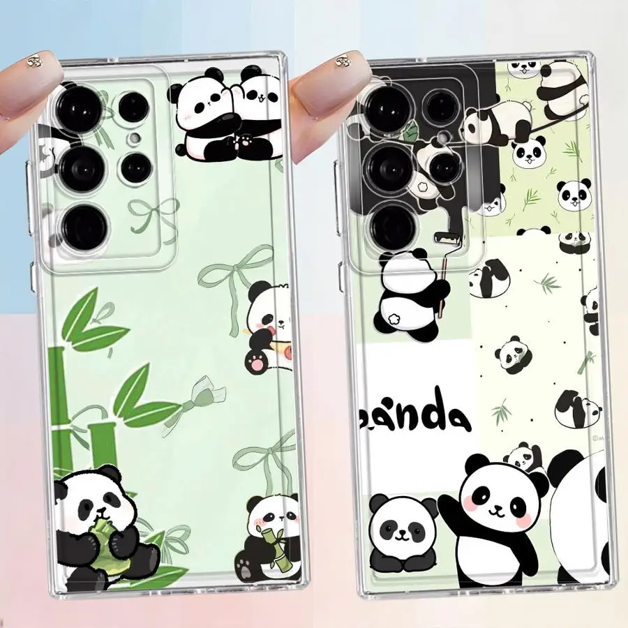 Case for Samsung Galaxy S26 S23 Ultra S25 Edge S20 Plus S24 S21 Note 20 Ultra 10 S22 FE Phone Cover Cartoon Cute Panda