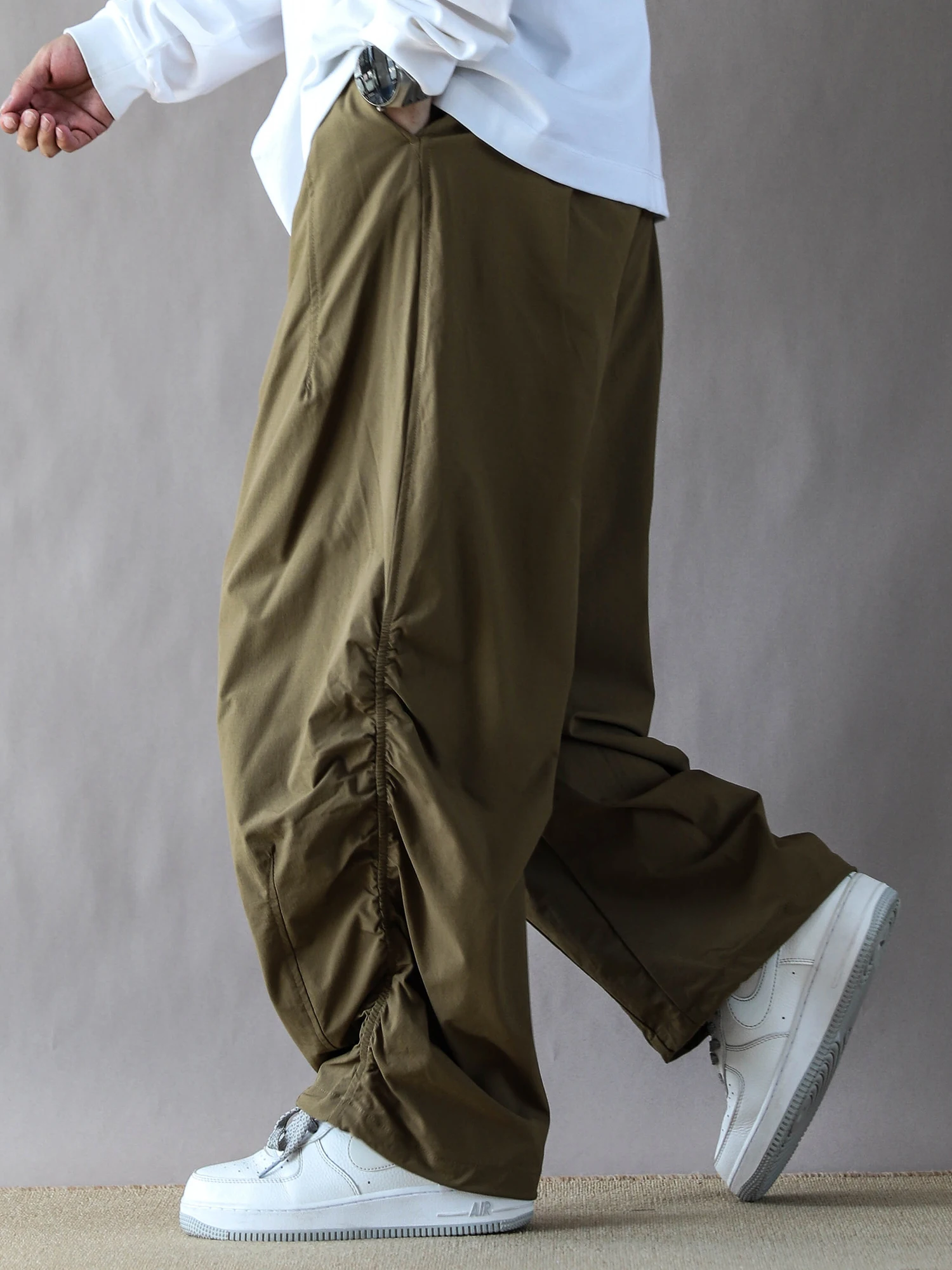 

Американские повседневные брюки свободного кроя с широкими штанинами, универсальные рабочие брюки, цвет хаки, свободный крой, длинные брюки в стиле Харлан