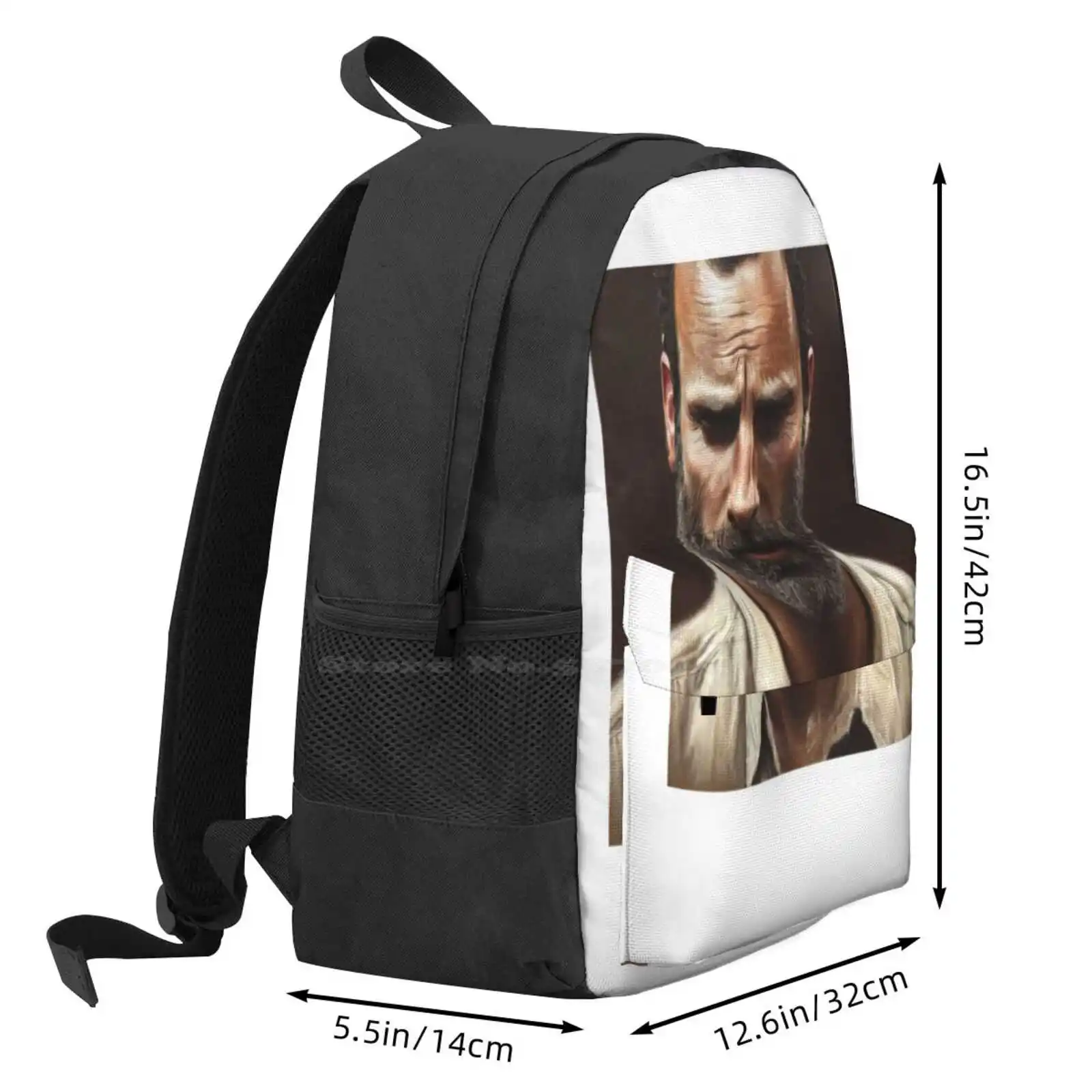 Ai Rick Grimes Rizz Face Hot Sale Schoolbag Backpack Fashion Bags Rick Grimes Dead Walking Zombies Walkers Tv image 3