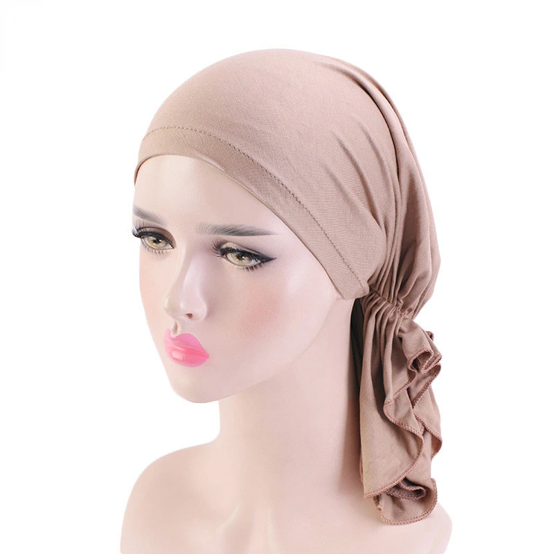 Gorro Hijabs de algodón para mujer musulmana, suave y transpirable turbante, gorro para la cabeza, accesorios para el cabello, bufanda musulmana