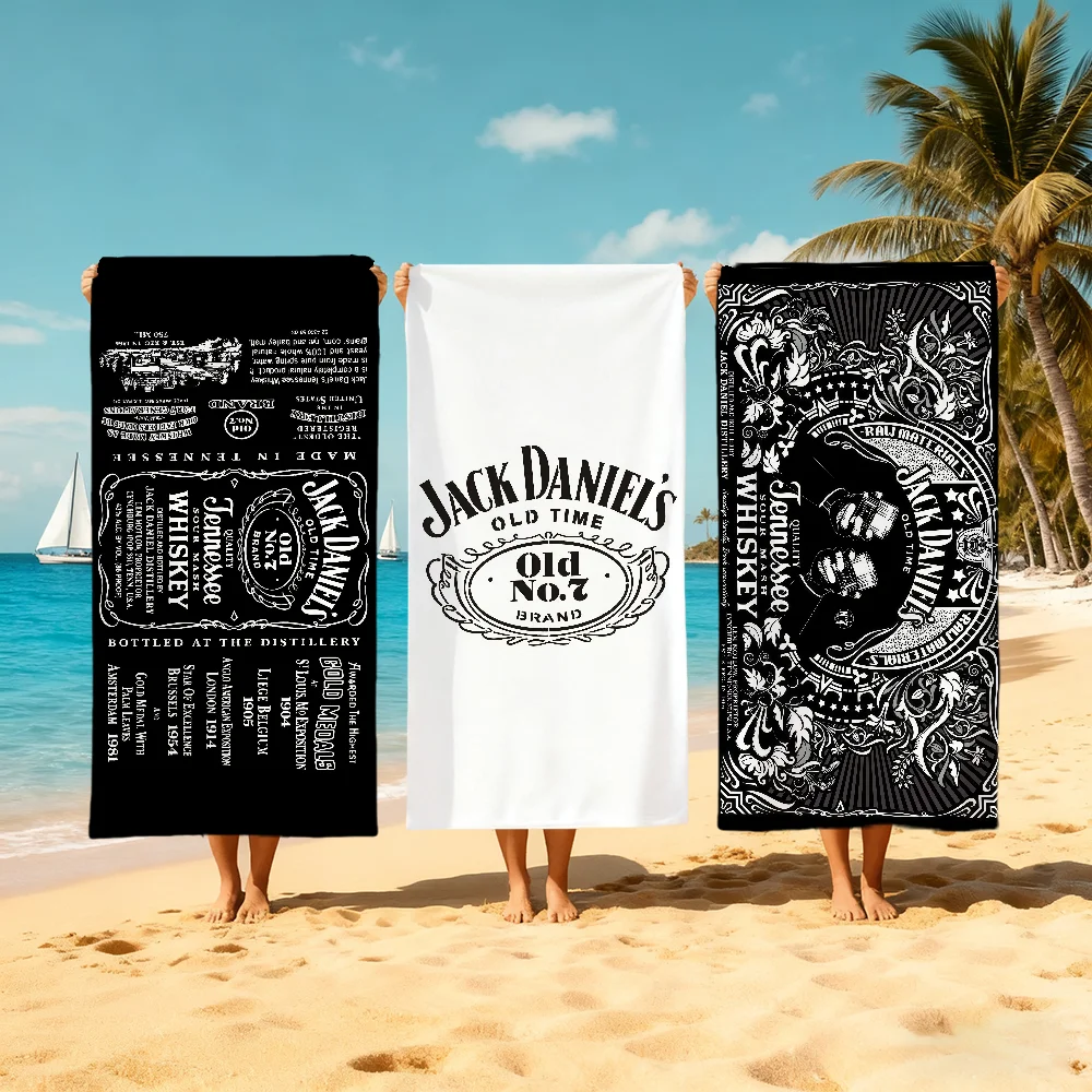 Toalla clásica con logotipo de Whiskey, logotipo de J-Jack, D-DanielS, toalla de playa de secado rápido, toallas suaves para piscina, regalo para viajes, gimnasio, ducha, deportes de campamento