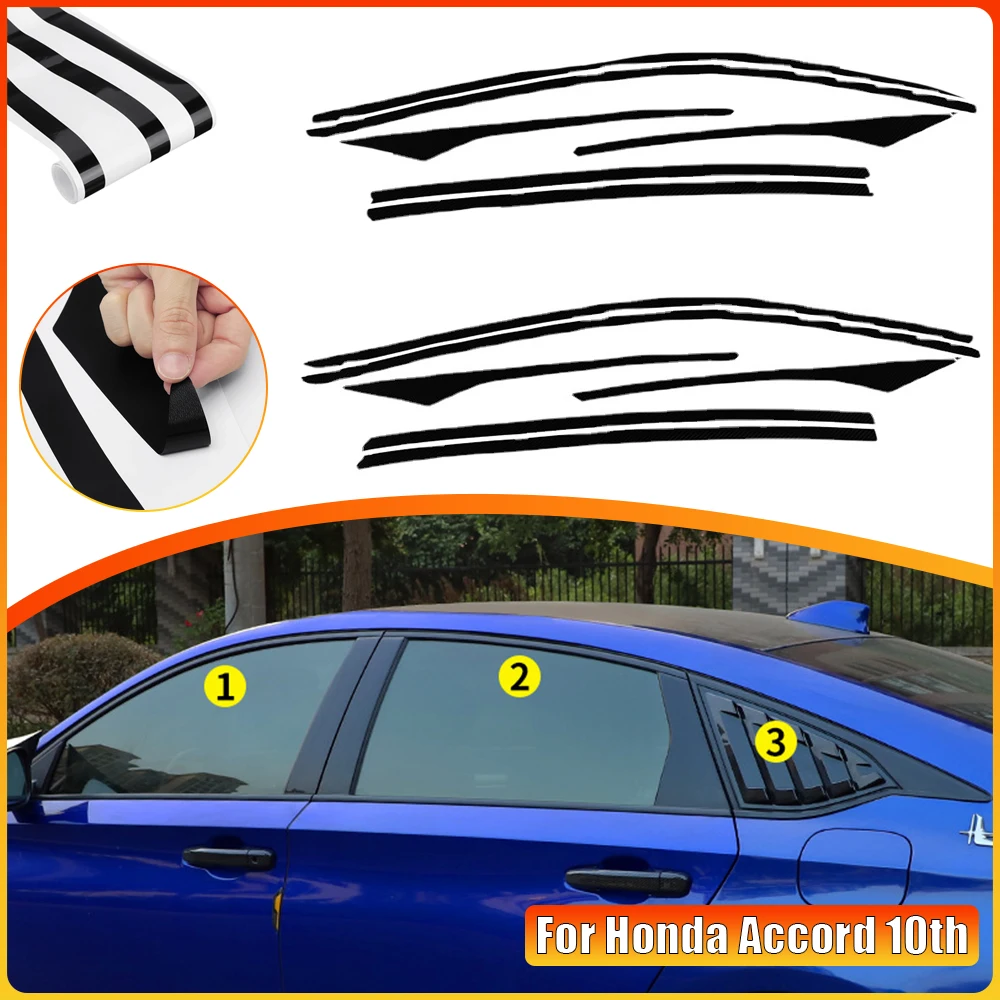 

2Pcs Auto Protection Window Sticker for Honda Accord 10th 4 Door 2018 Exterior Side Decal Window Stickers Glossy Black Styling
